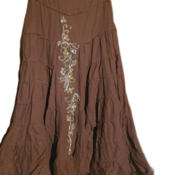 TWENTY ONE unique hippie style long skirt,  intricate beading detail, brown siz… - Picture 4 of 7